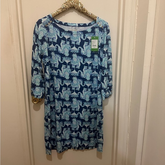 Lilly Pulitzer Blue Sheath Dress with Bateau Neckline - Picture 2 of 6